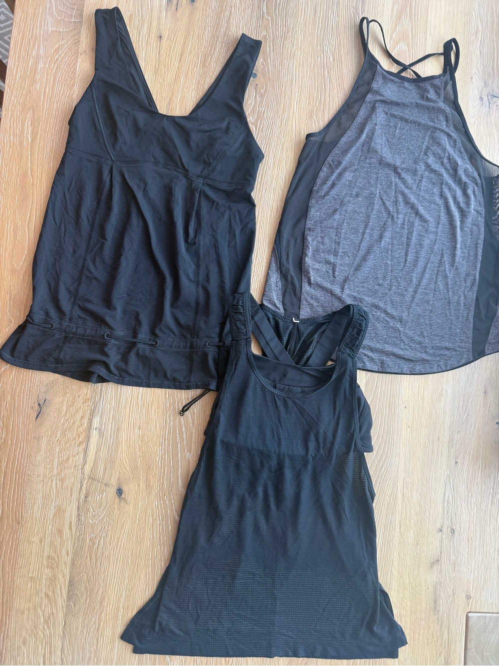 Lululemon Athletica Lot of Three Black and Gray Women’s Tank Tops